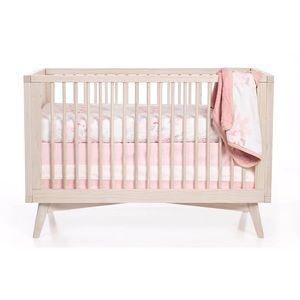 Oilo Prim Woven Cotton Band Crib Skirt in Blush